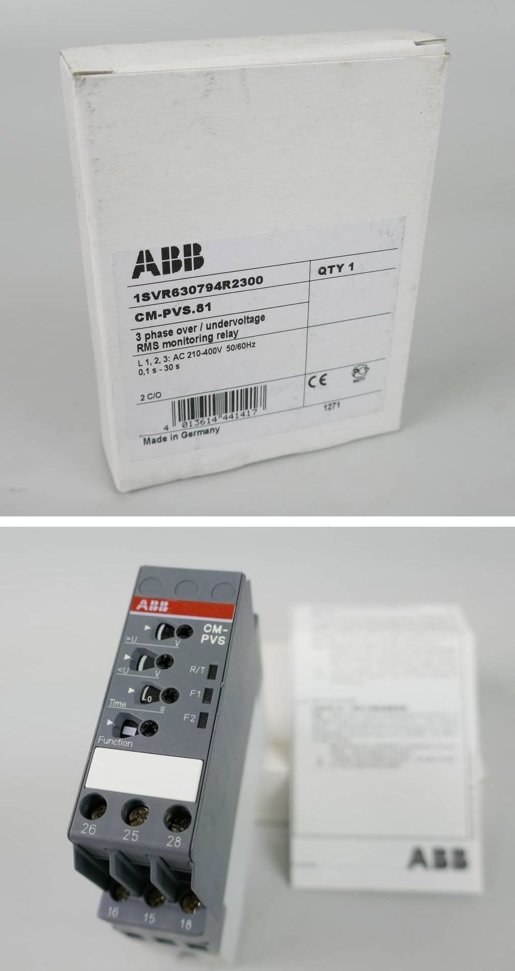 .PP3972 Dreiphasenüberwachungsrelais ABB CM-PVS.81 1SVR630794R2300 ovp