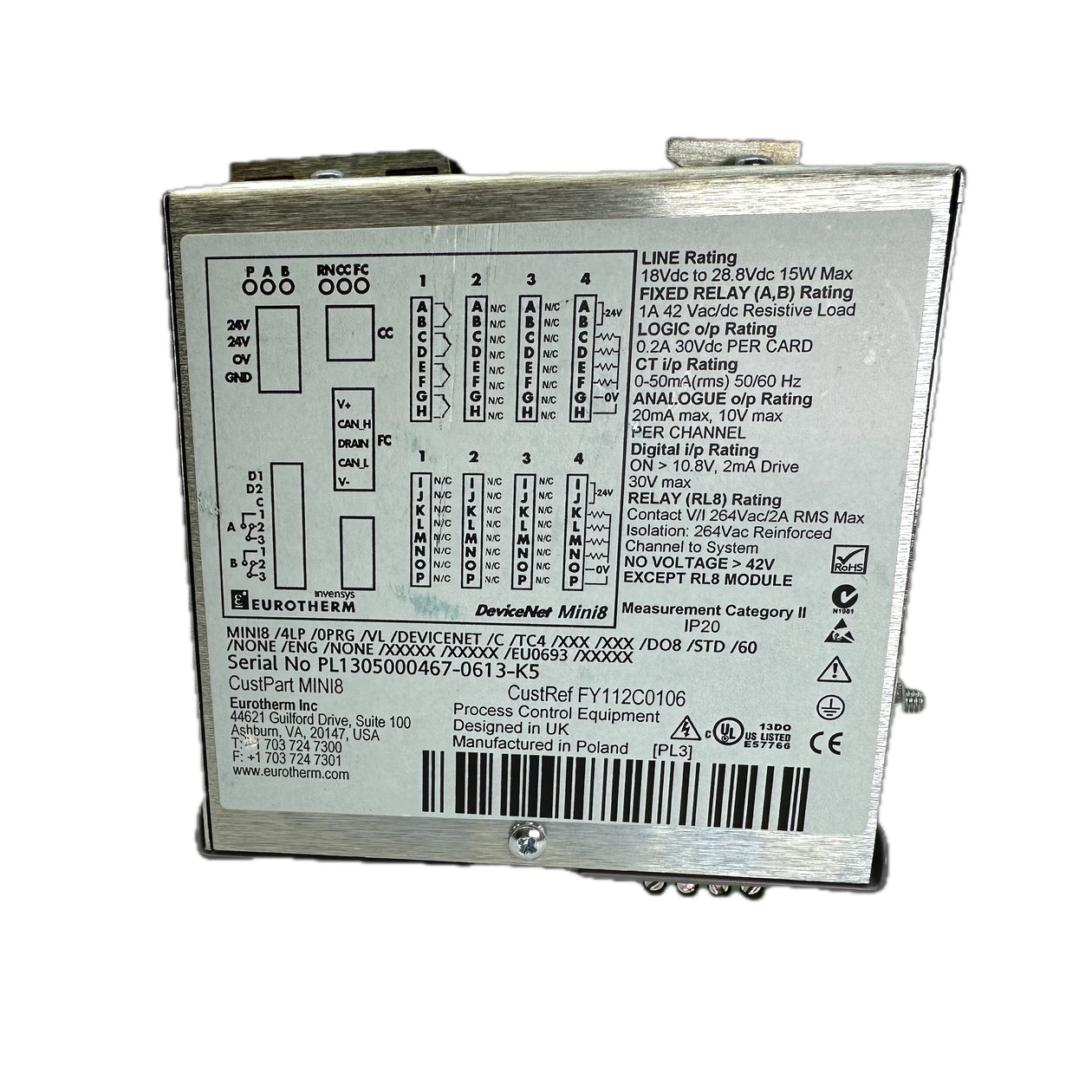 PQ3289 Steuerung Eurotherm MINI8/4LP/0PRG/VL/DEVICENET/C/TC4_4