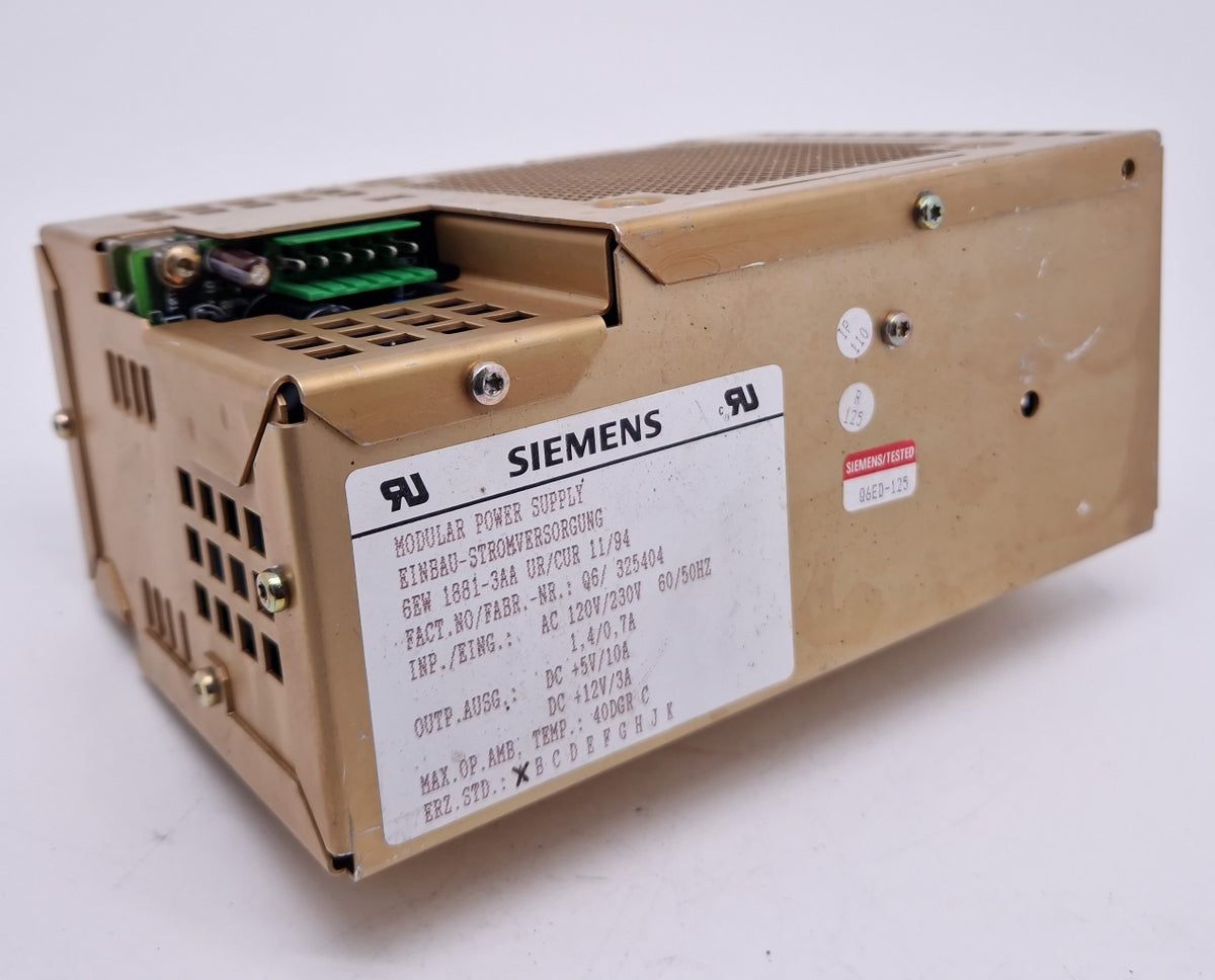 PQ3385 Modular Power Supply Siemens 6EW 1881-3AA UR/CUR 11/94