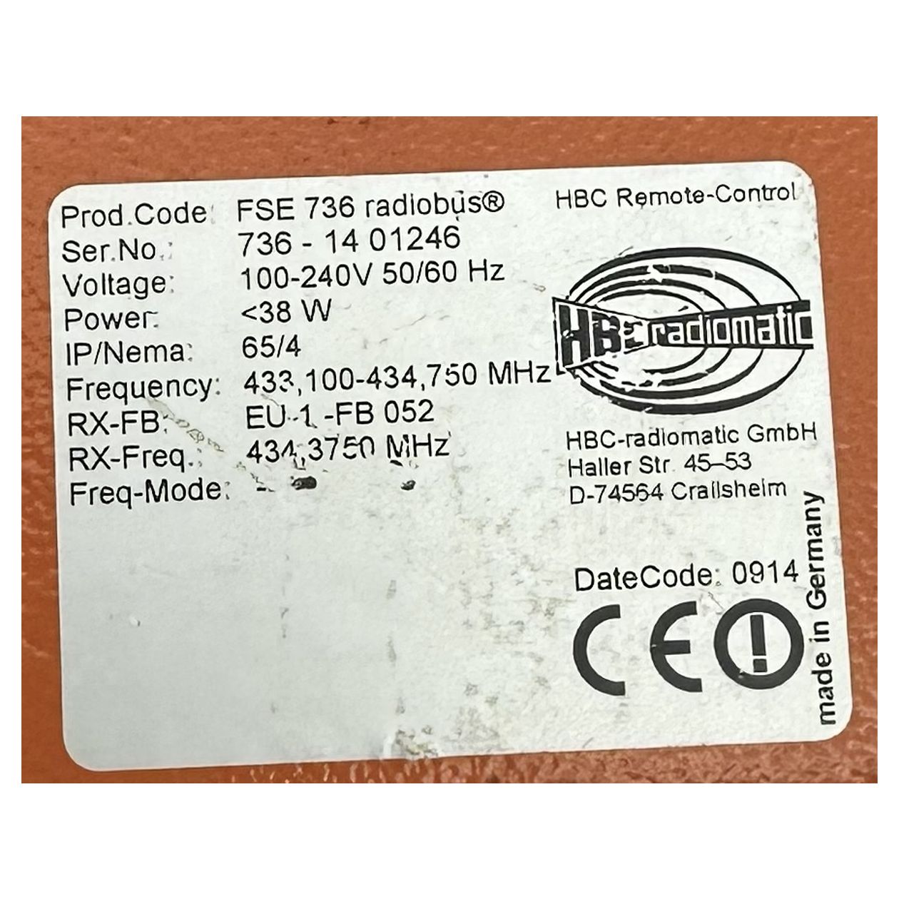 PQ3811 Funkfernsteuerung Empfänger Kran HBC Radiomatic FSE 736 Radiobus_5