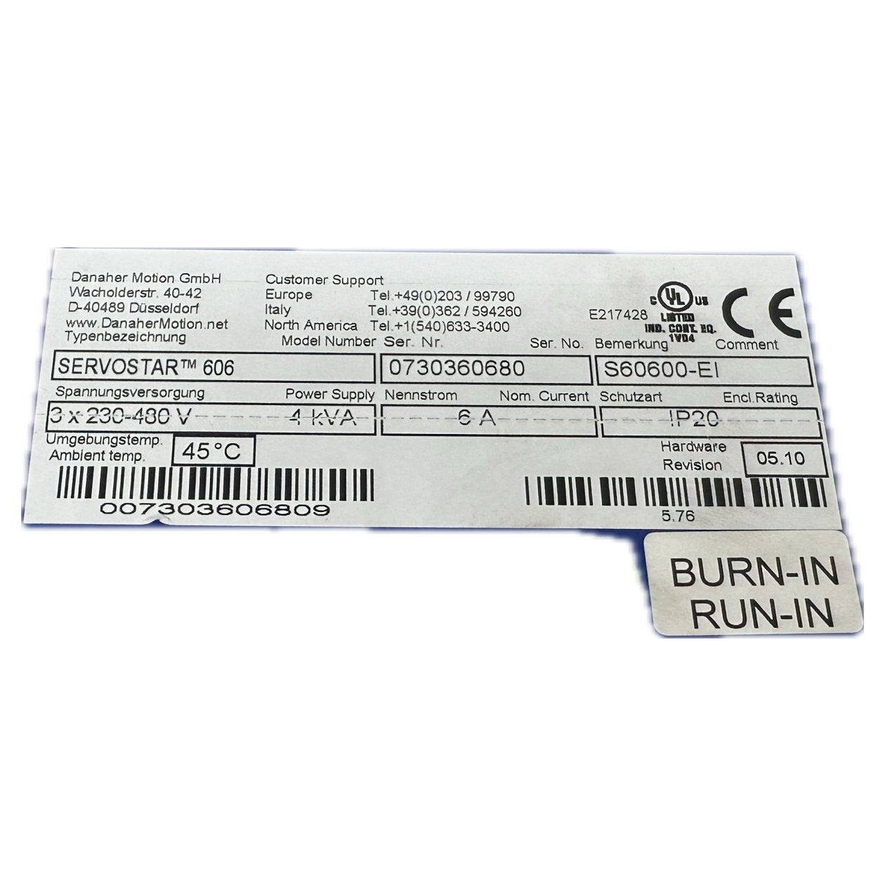 PQ5016 Servostar 606 Danaher Motion Kollmorgen S60600-EI_4