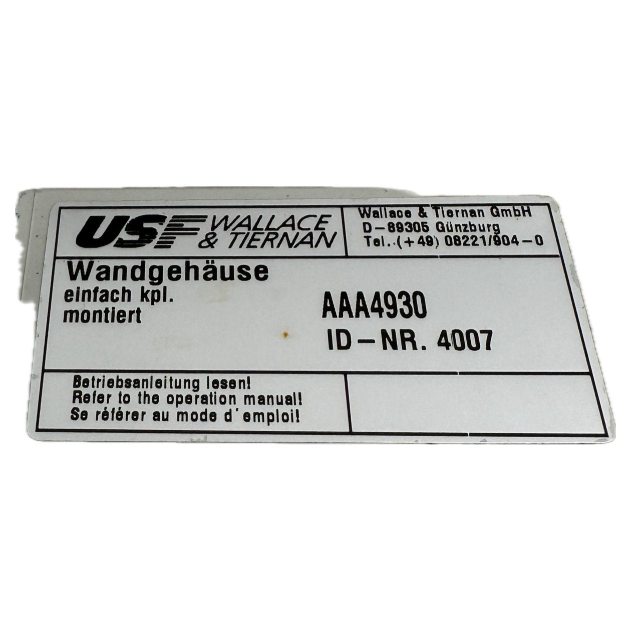 PQ5182 Dosiersteuerung Wallace Tiernan AAA4930 4003 MFA-CL2 ++ ASG5697_5