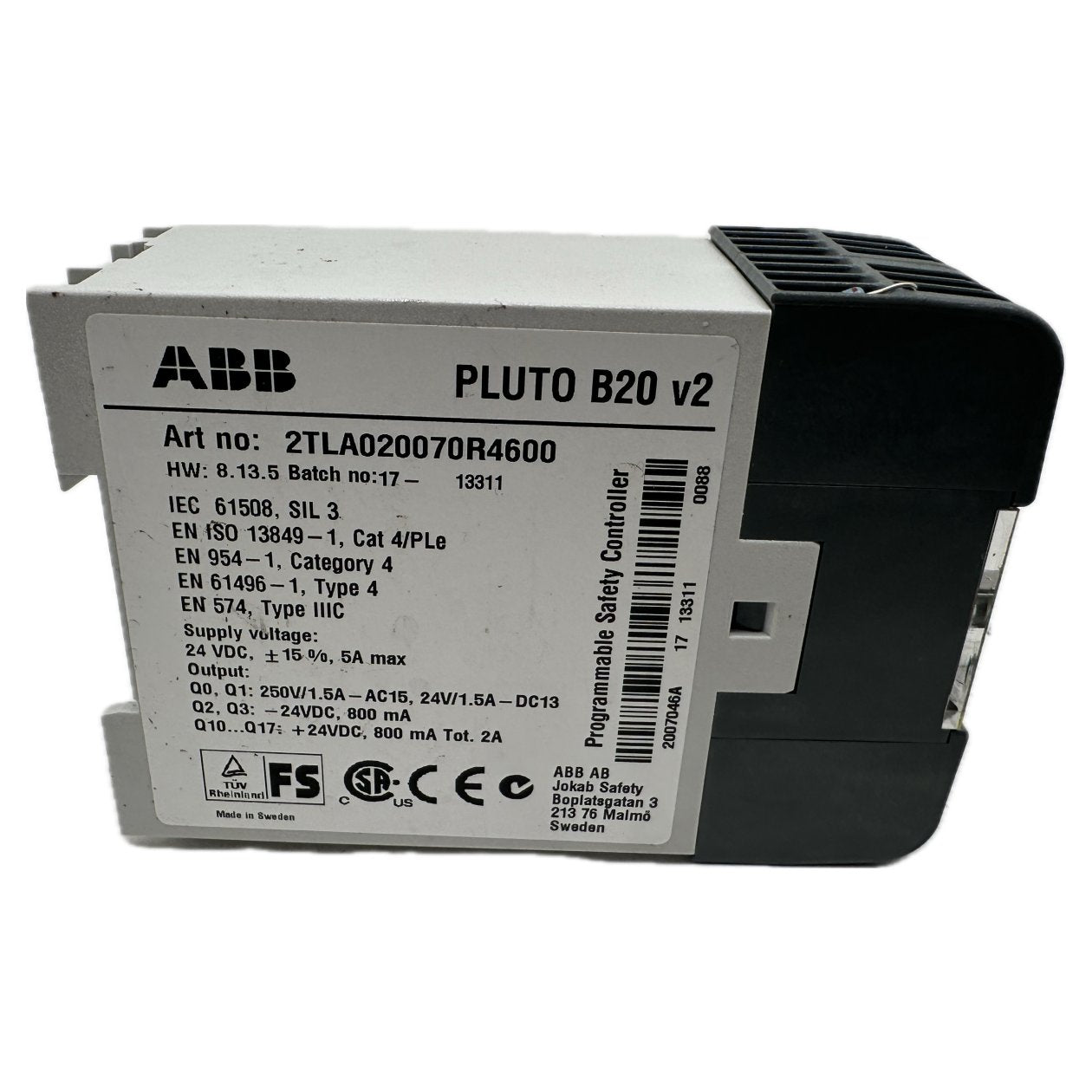 PQ5203 Programmierbare Sicherheitssteurung ABB 2TLA020070R4600 Pluto B20 V2_3