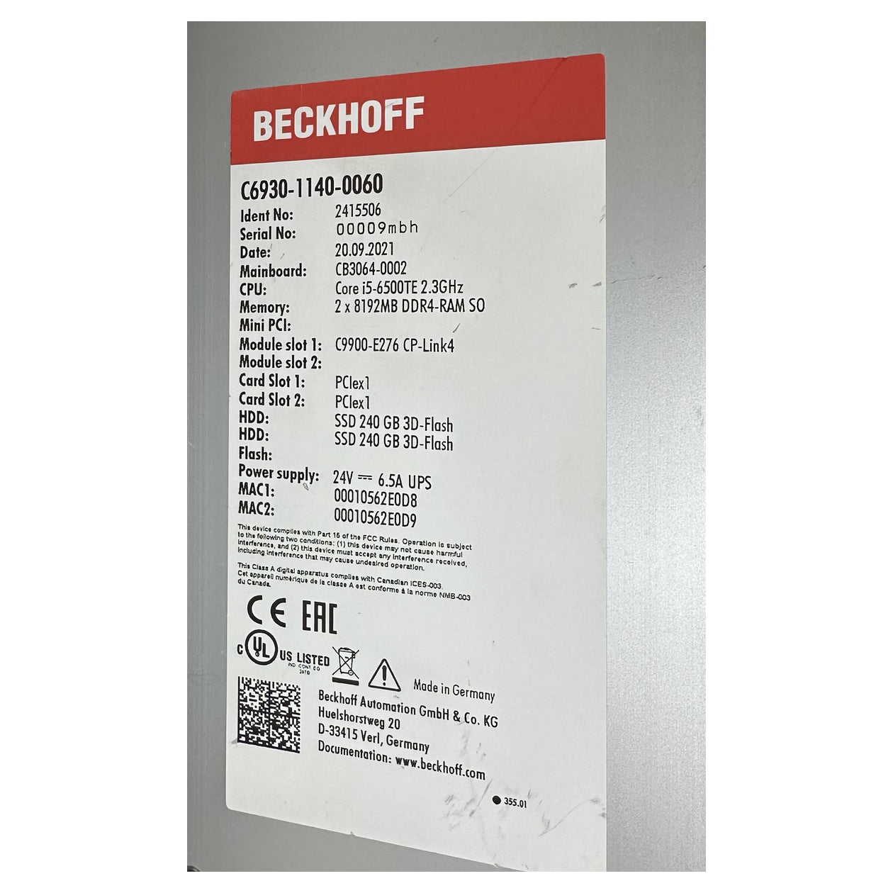 PQ5266 Industrie PC Beckhoff C6930-1140-0060 2415506_4