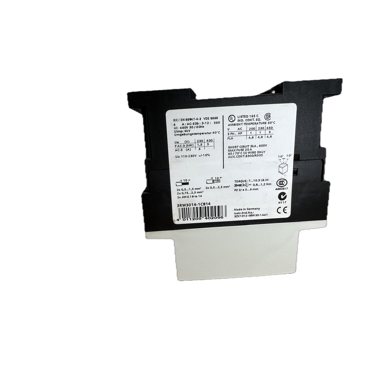PQ5302 Sanftanlauf Softstarter Siemens 3RW3014-1CB14 3KW an 400V AC_4