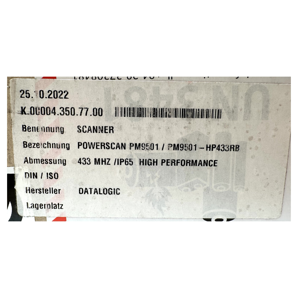PQ5311 Barcodescanner Datalogic Powerscan PM9501 HP433RB OVP_7
