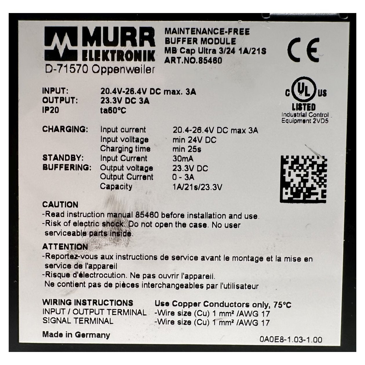 RJ218 Buffer Module Murr Elektronik MB Cap Ultra 3/24_3