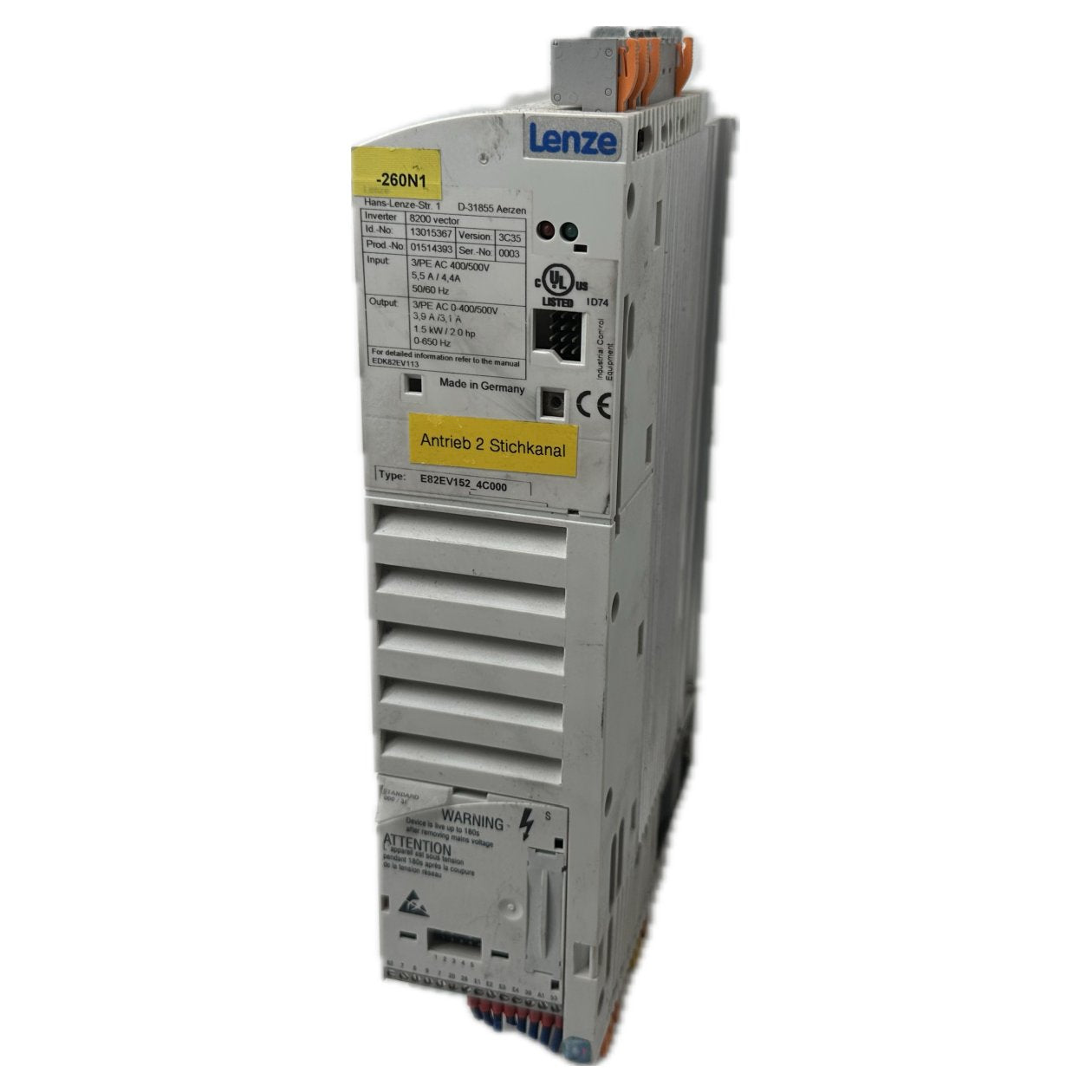 RJ243 Inverter Lenze E82EV152_4C000 8200 Vector