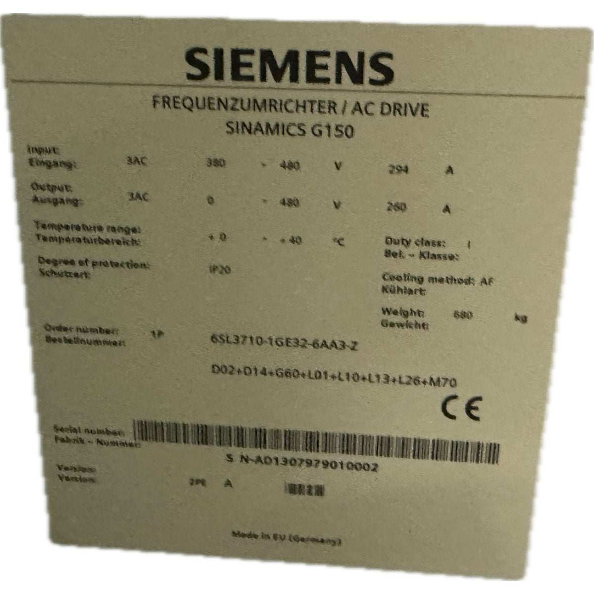 Siemens 6SL3710-1GE32-6AA3-7