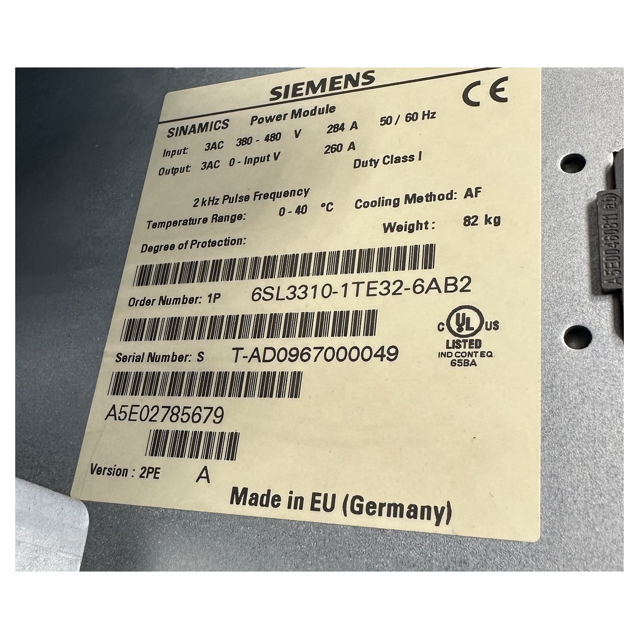 RJ667 Inverter Power Module Siemens 6SL3310-1TE32-6AB2 6SL3351-1AE32-6AA2 132KW_4