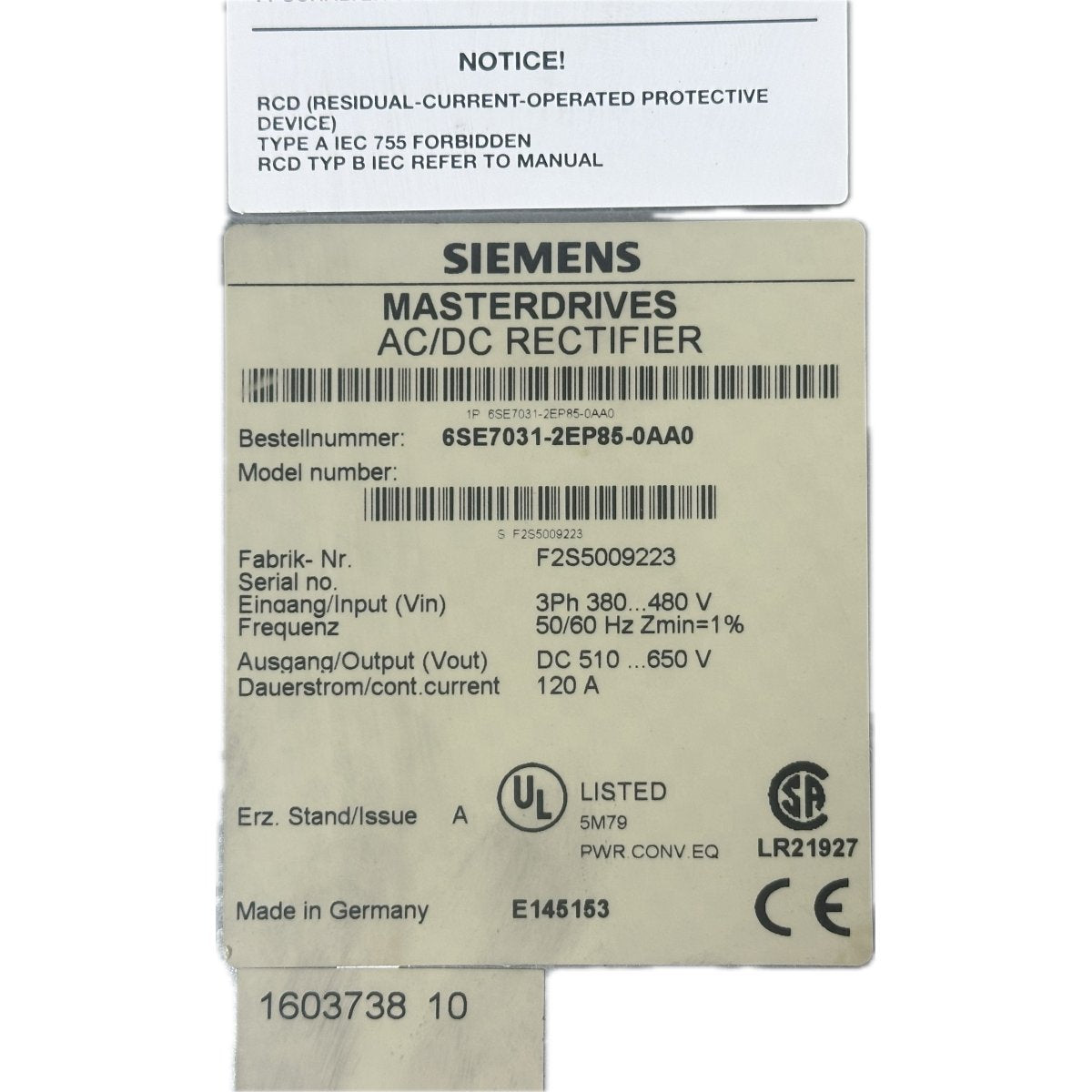 Siemens 6SE7031-2EP85-0AA0-4