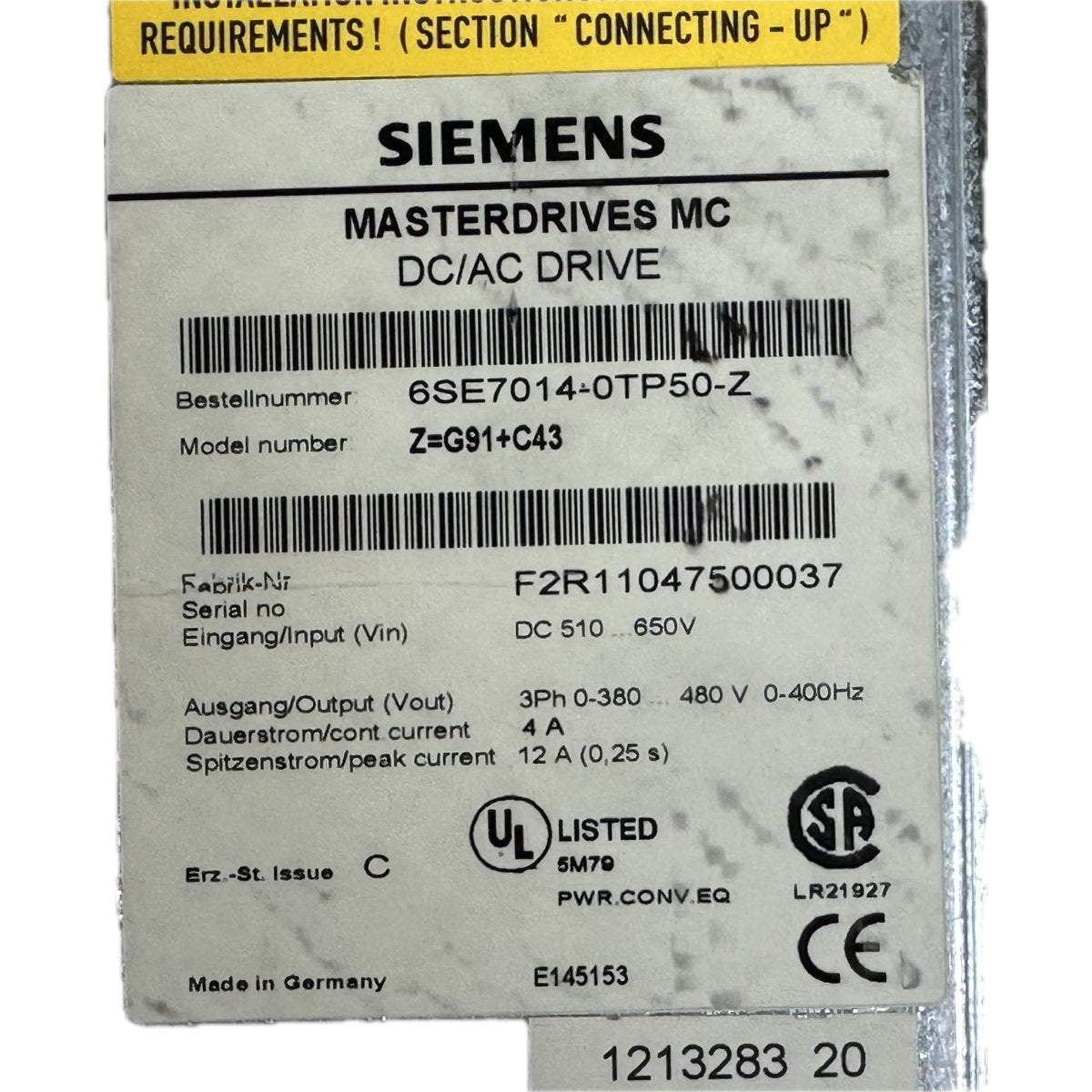 Siemens 6SE7014-0TP50-Z-4